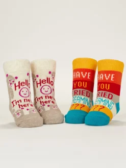 Hello I'm New Here/ Have You Ever Tried Screaming??? Baby Socks
