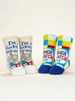 I'm A Fucking Miracle!/ Binge Watch Me Baby Socks