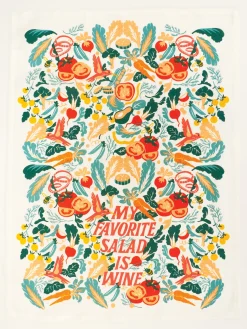 My Favorite Salad Is Wine Dish Towel